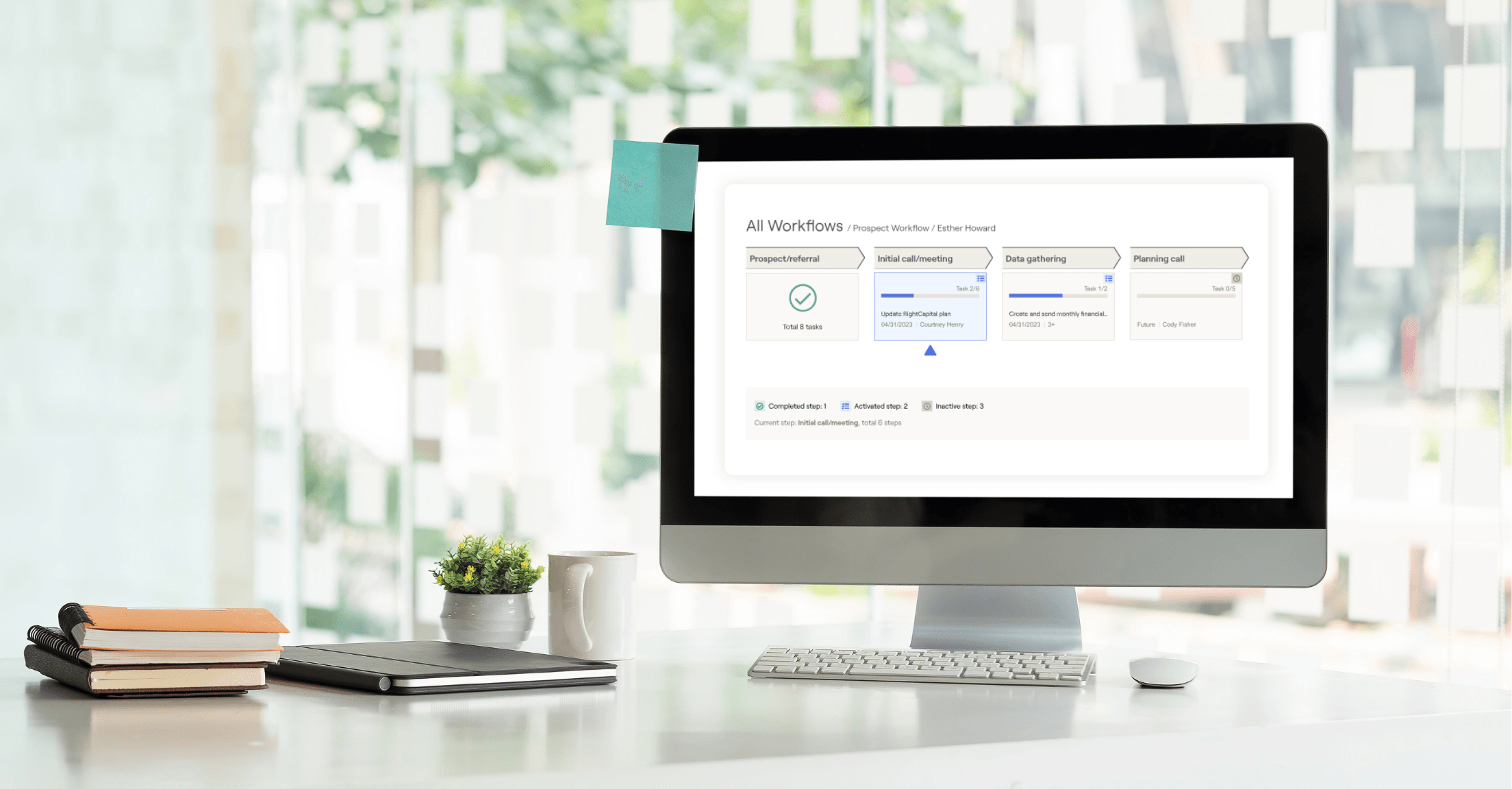 RightFlows, the workflow tool from RightCapital on a computer screen on a desk