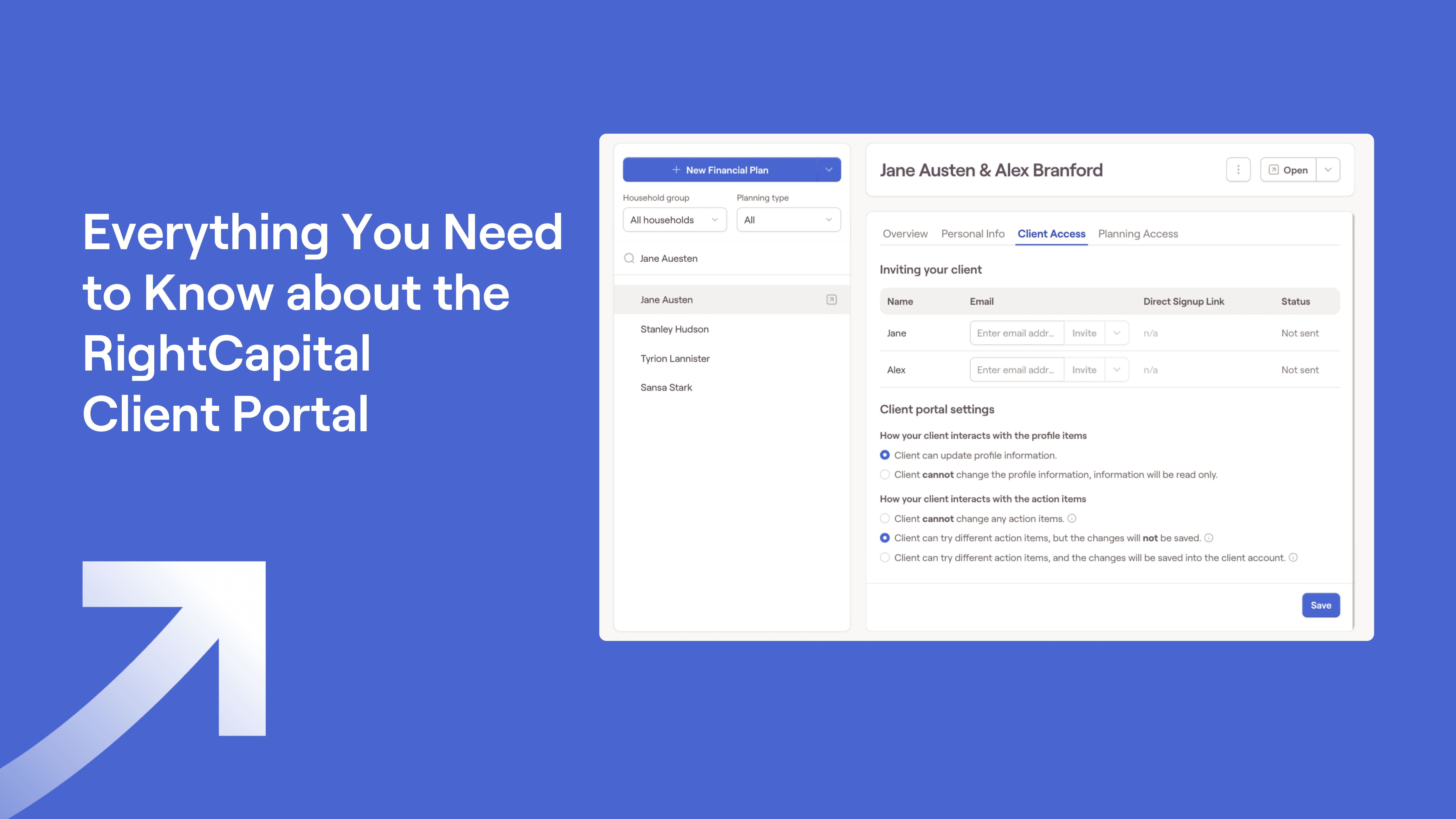 RightCapital's Client Access tab and title "Everything You Need to Know About the RightCapital Client Portal"