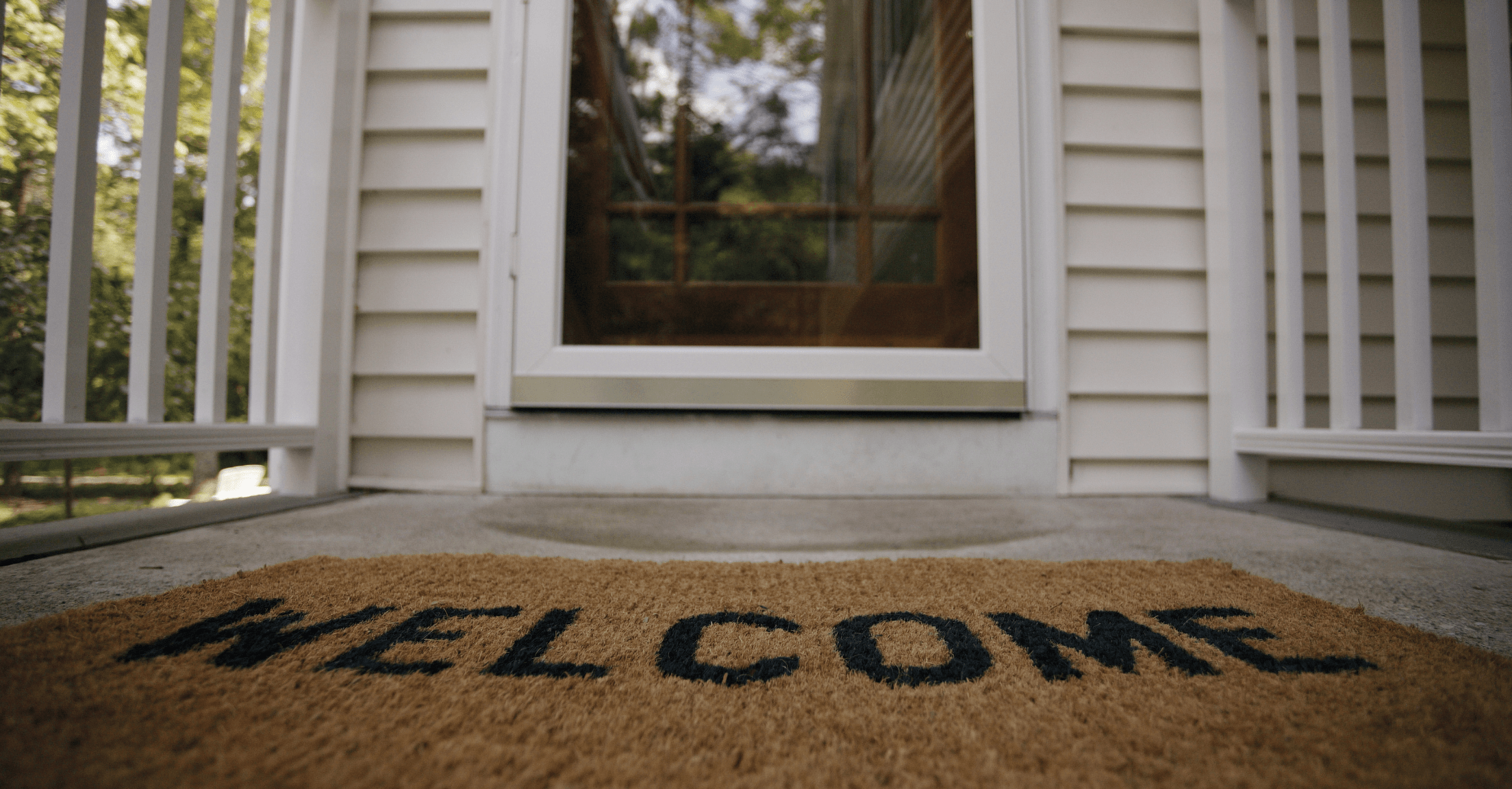 Welcome mat at a front door